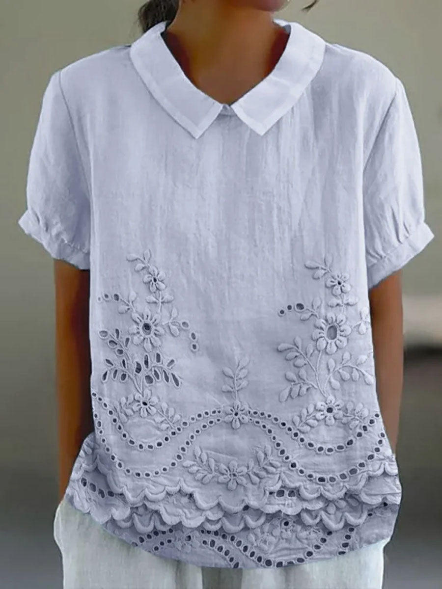 AJESTA Floral-Embroidered Shirt
