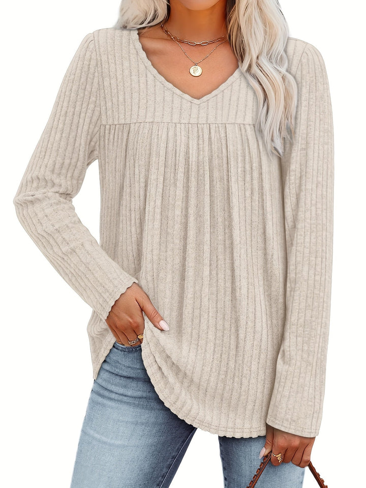 Helle™ | Light knit blouse with V-neck