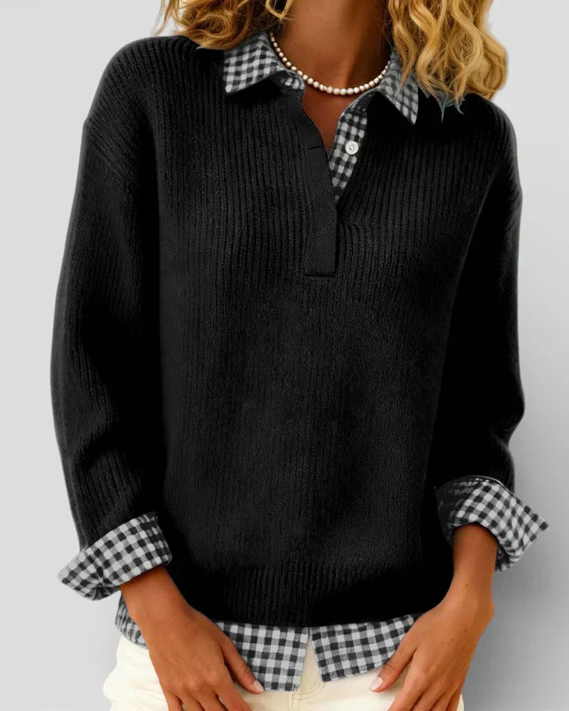 Talia Knit Sweater & Checkered Shirt