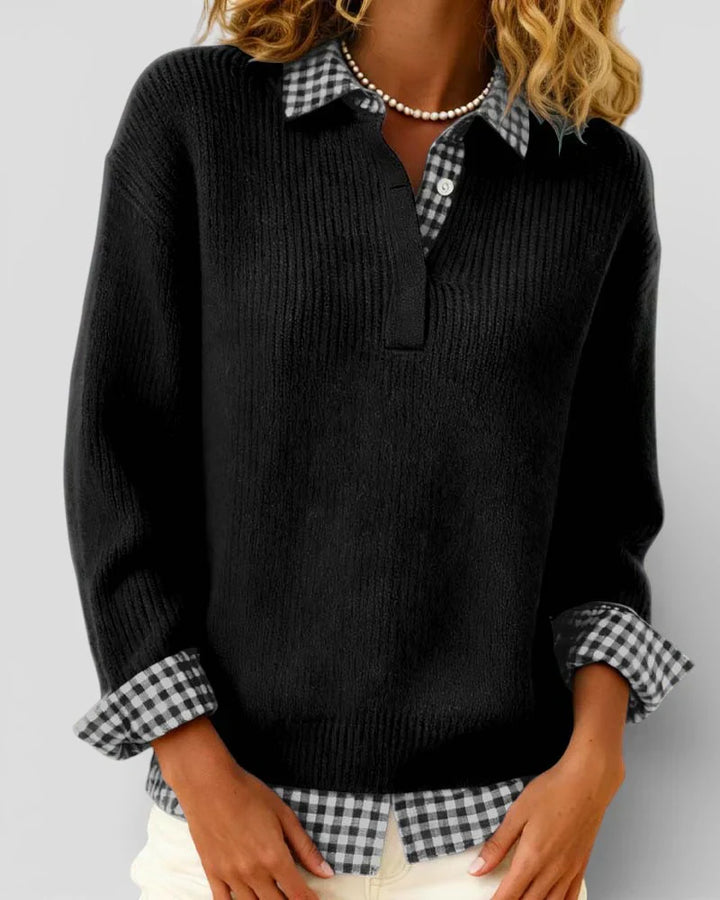 Talia Knit Sweater & Checkered Shirt