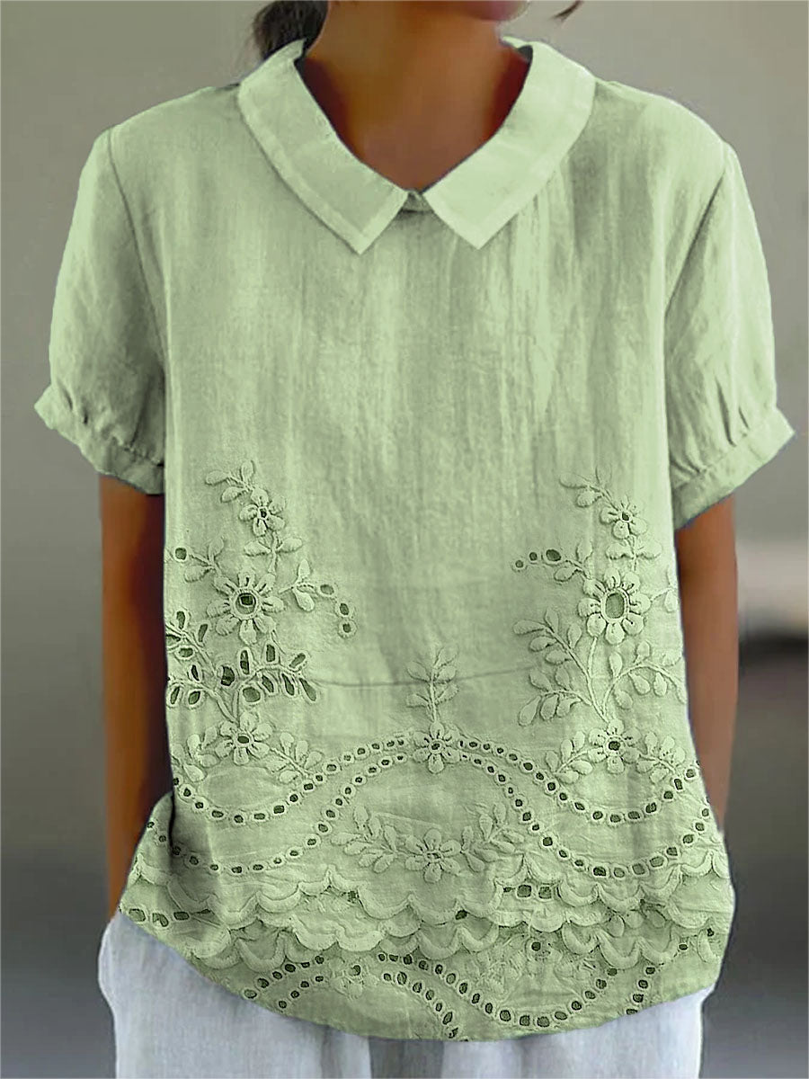 AJESTA Floral-Embroidered Shirt