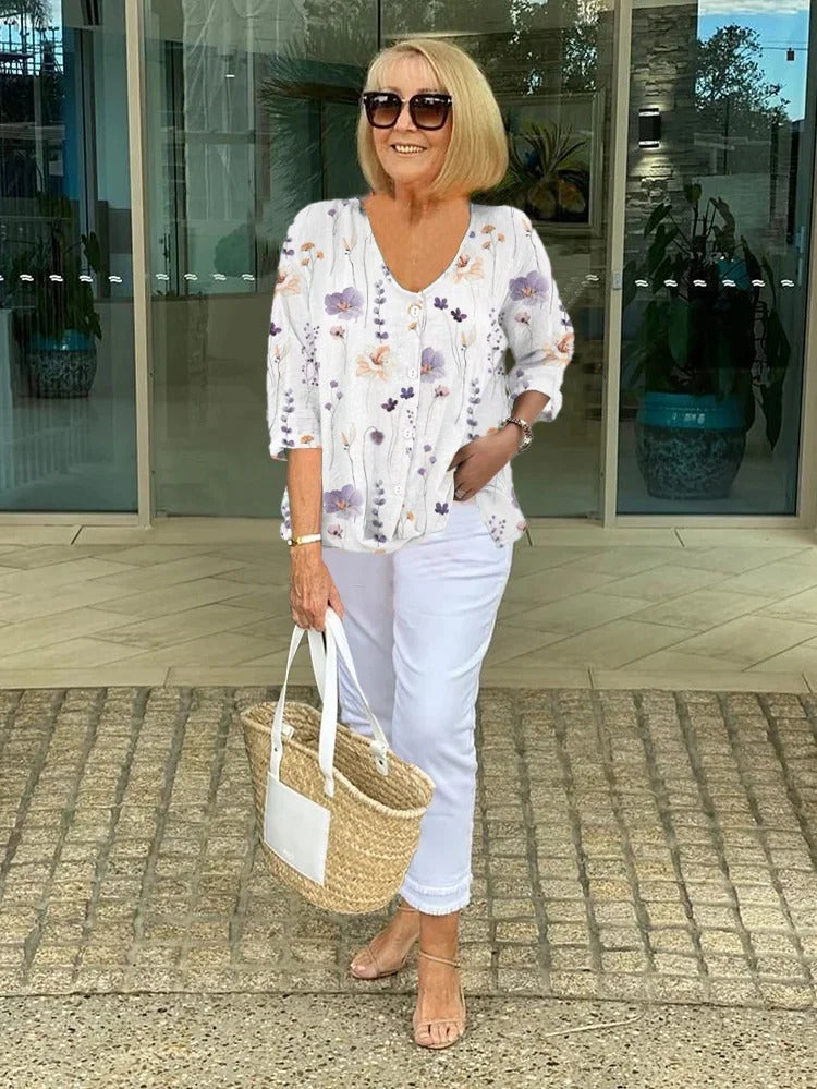 ANITA | Elegant Floral Blouse for Timeless Chic