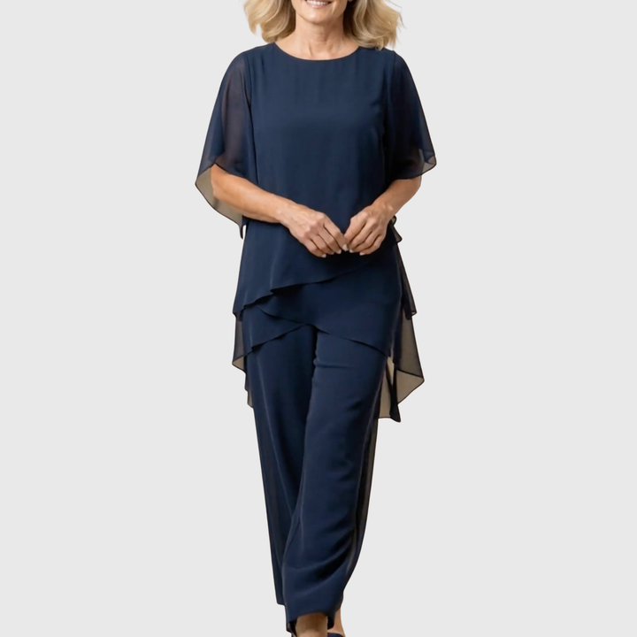 Ajesta | Elegant Suit with Draped Palazzo Pants