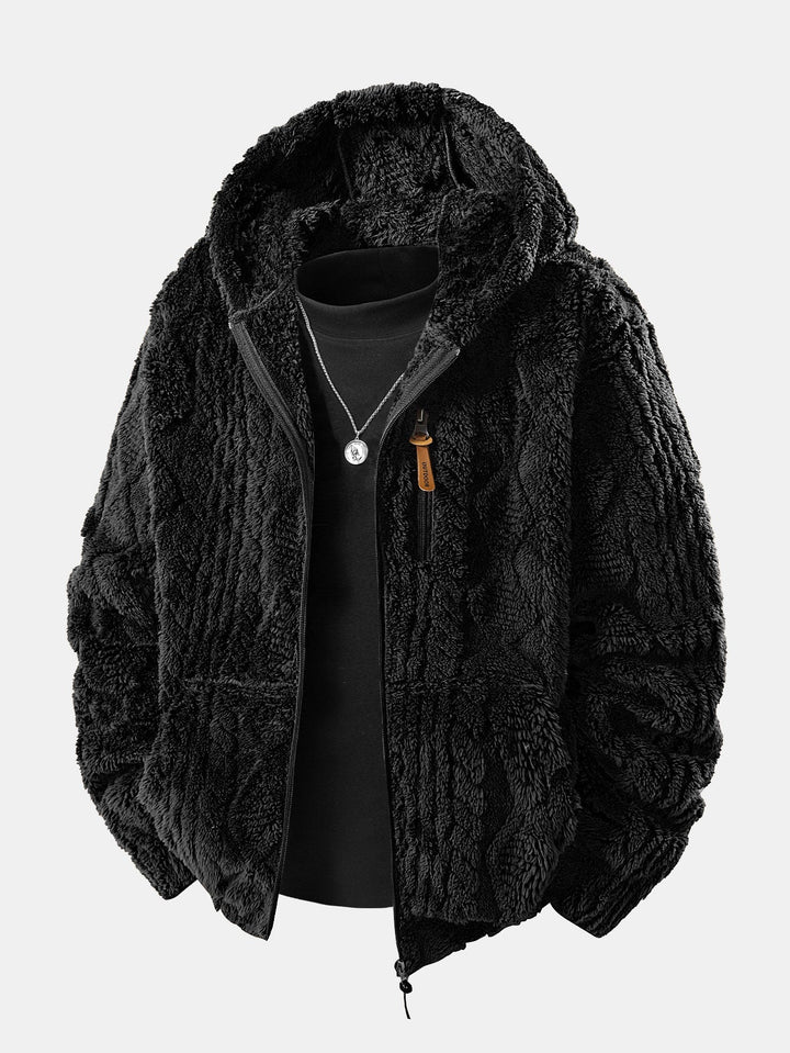 Bert | Geometric Jacquard Teddy Hoodie