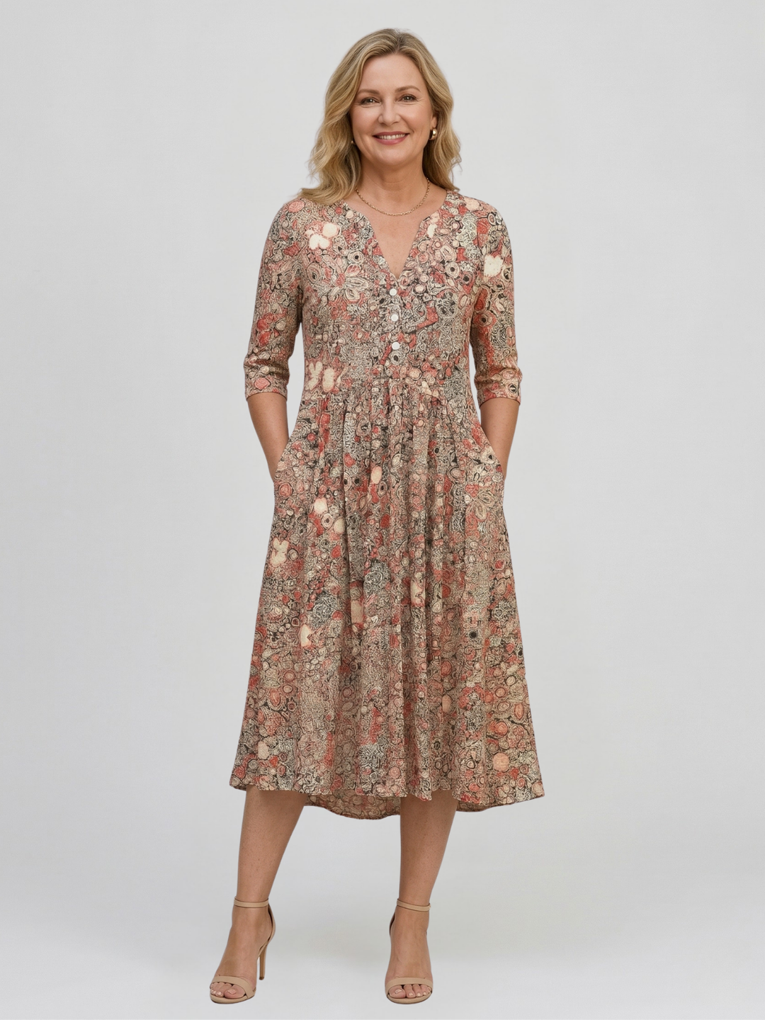 Alice Graceful V-Neck Midi Dress — Timeless Elegance in a Flattering Silhouette