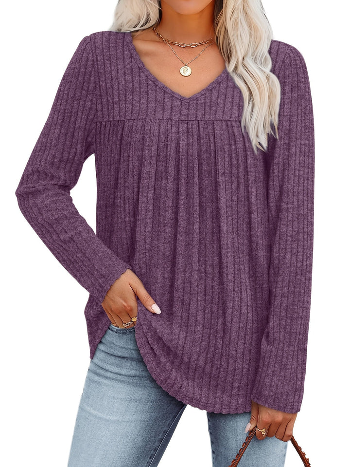Helle™ | Light knit blouse with V-neck