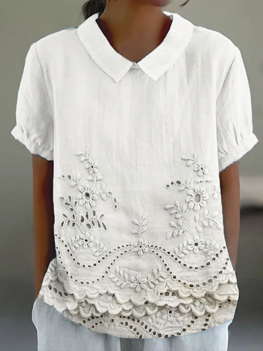 AJESTA Floral-Embroidered Shirt