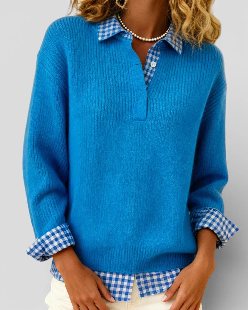 Talia Knit Sweater & Checkered Shirt