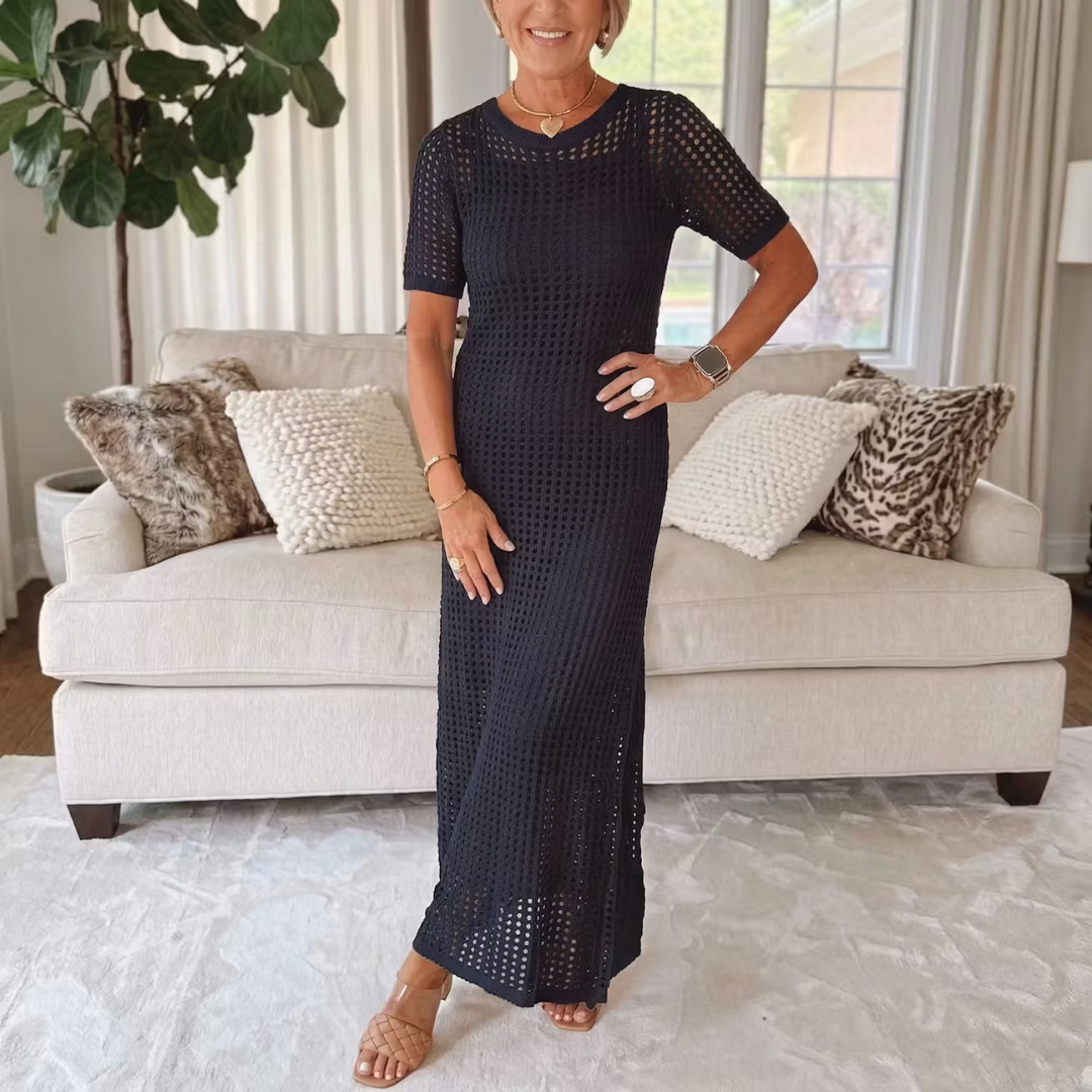 Estelle Crochet Maxi Dress with Matching Inner Dress