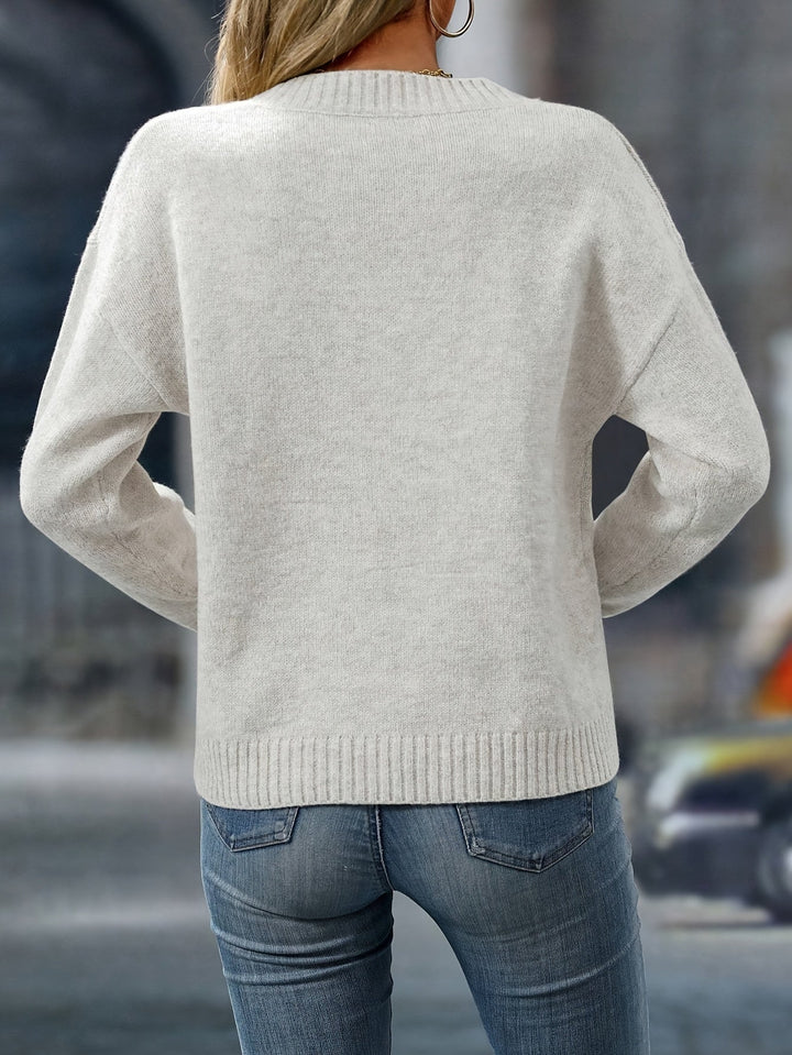 Aurelia™ Effortless V-Neck Knit Sweater — Cozy, Flattering Style