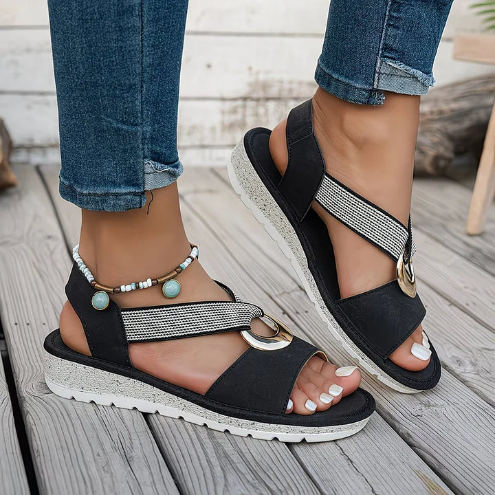 Jetty | Flat Sandals With Metal Buckle
