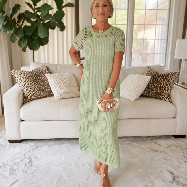 Estelle Crochet Maxi Dress with Matching Inner Dress