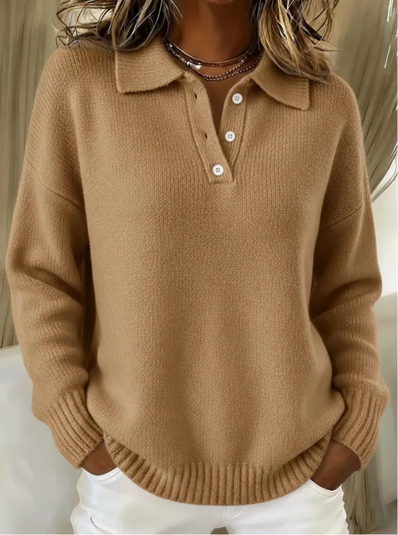Herra | Soft Knit Polo Sweater