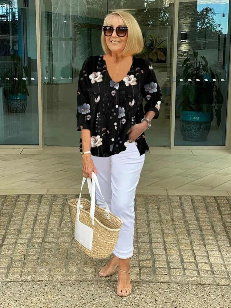 ANITA | Elegant Floral Blouse for Timeless Chic