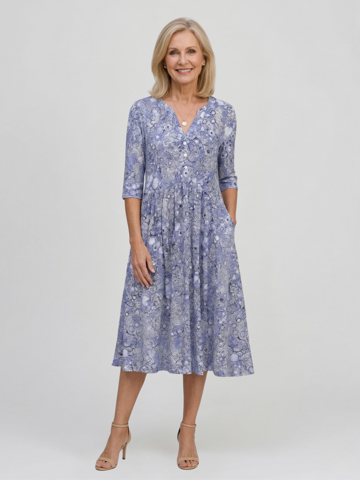 Alice Graceful V-Neck Midi Dress — Timeless Elegance in a Flattering Silhouette
