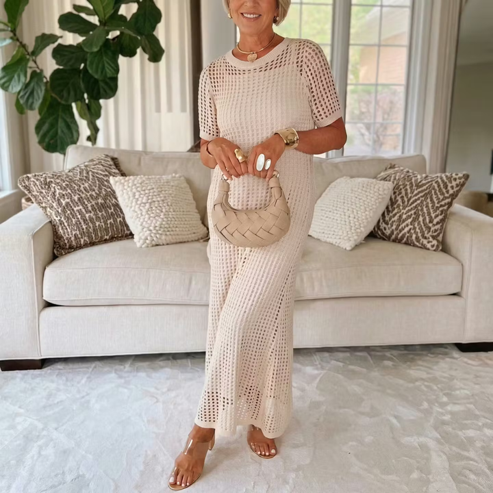 Estelle Crochet Maxi Dress with Matching Inner Dress