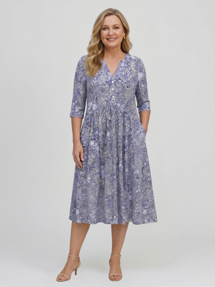 Alice Graceful V-Neck Midi Dress — Timeless Elegance in a Flattering Silhouette