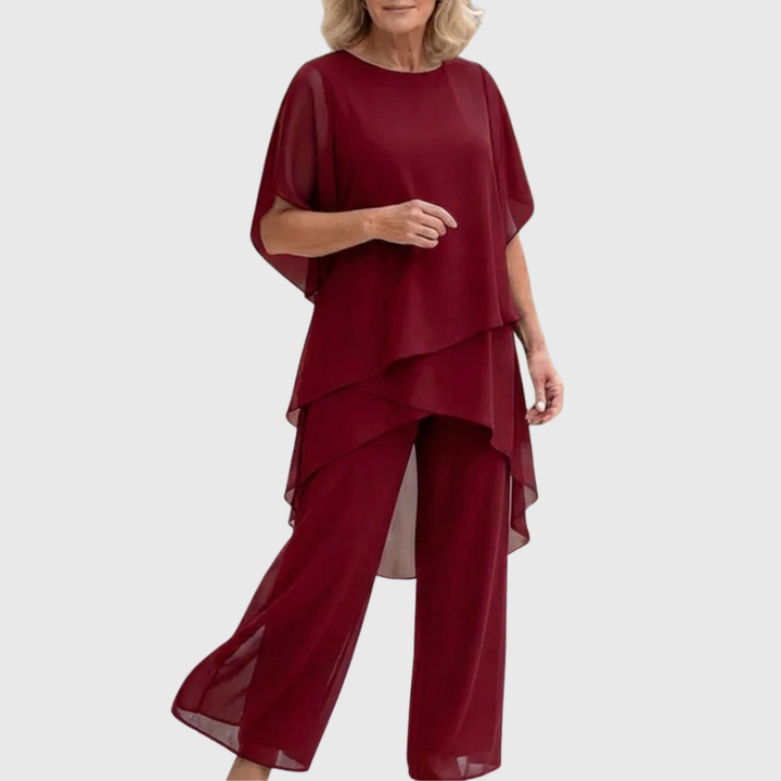 Ajesta | Elegant Suit with Draped Palazzo Pants