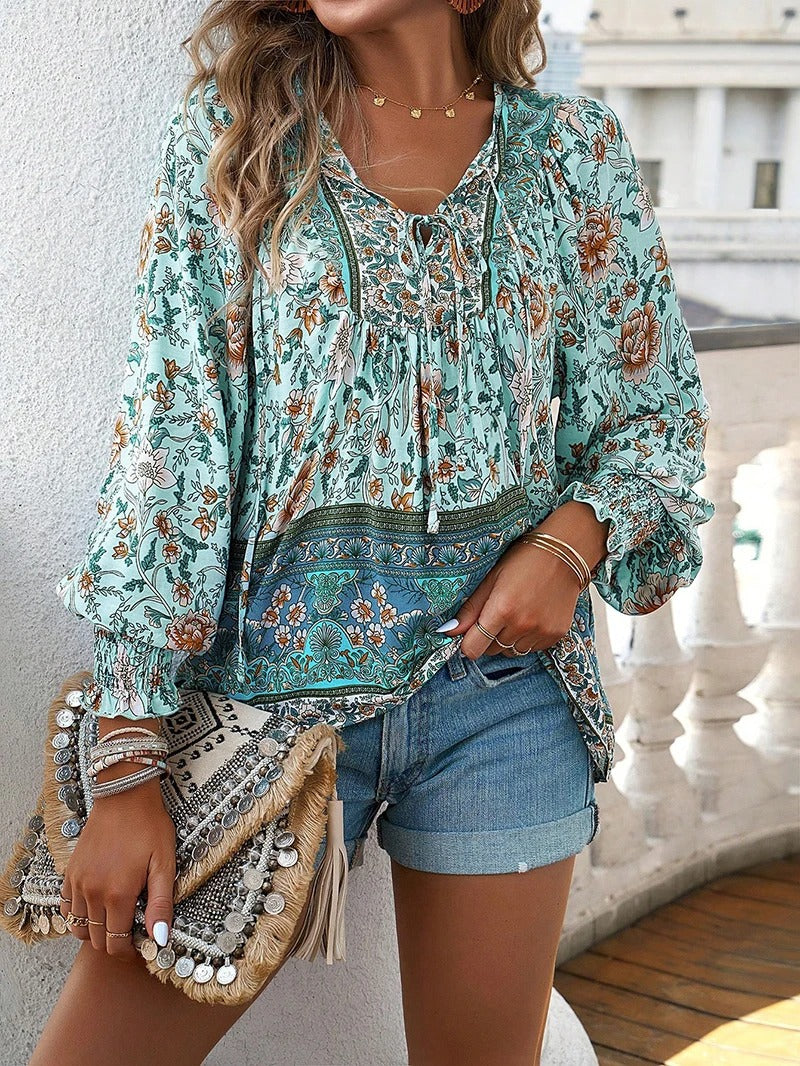 Cherry | Soft Breeze Floral Boho Blouse