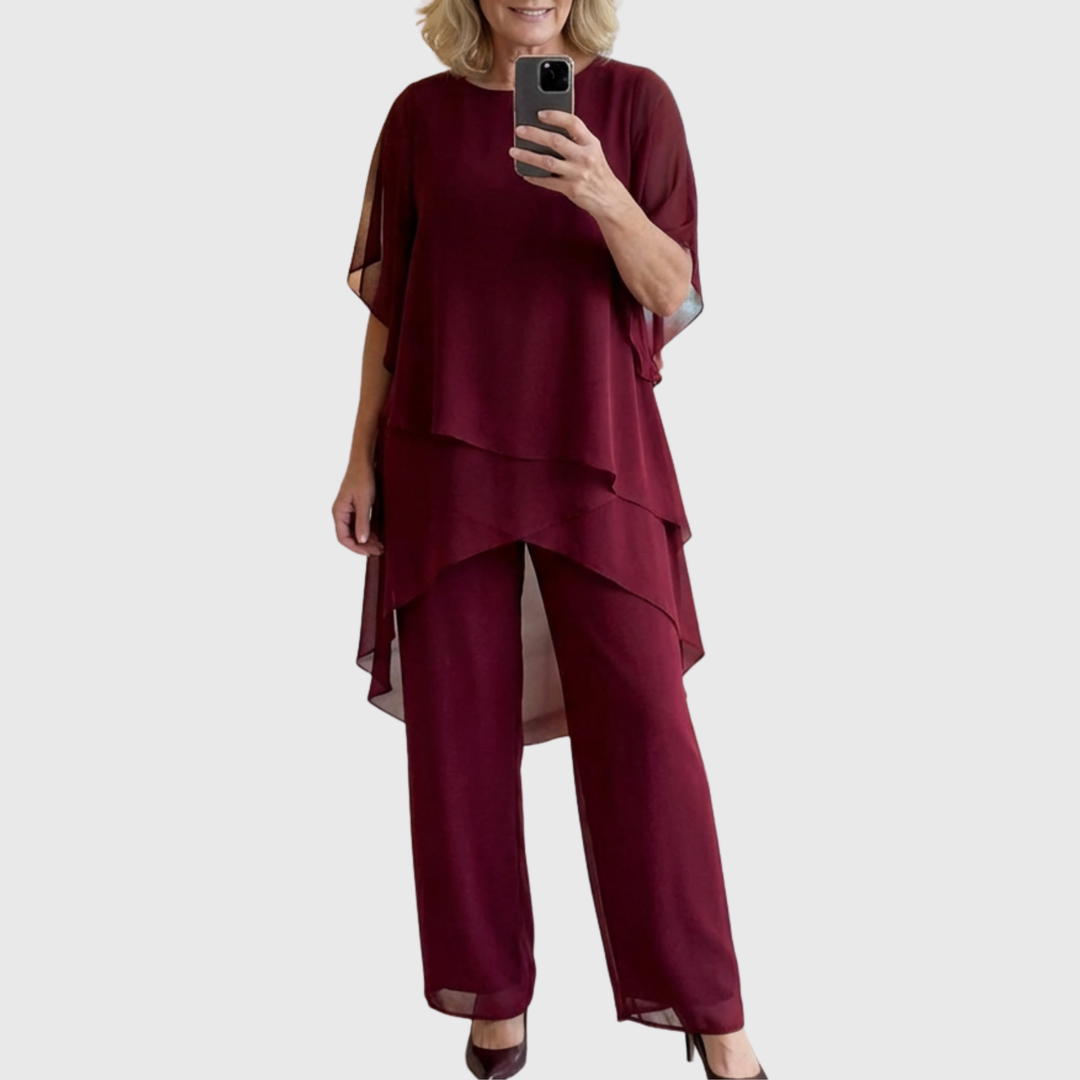 Ajesta | Elegant Suit with Draped Palazzo Pants