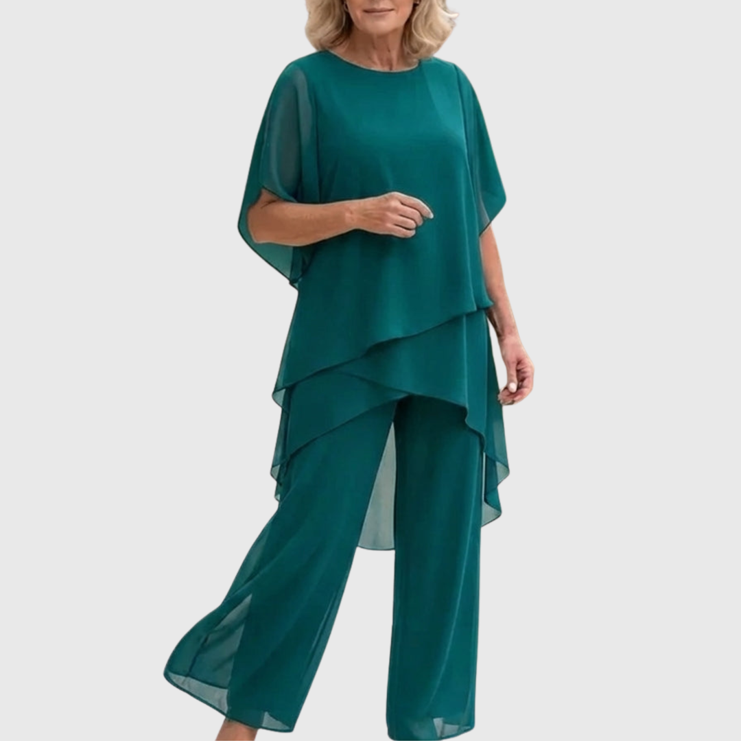Ajesta | Elegant Suit with Draped Palazzo Pants