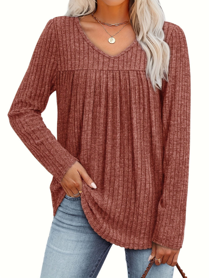 Helle™ | Light knit blouse with V-neck