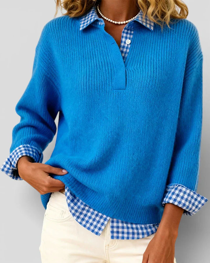 Talia Knit Sweater & Checkered Shirt