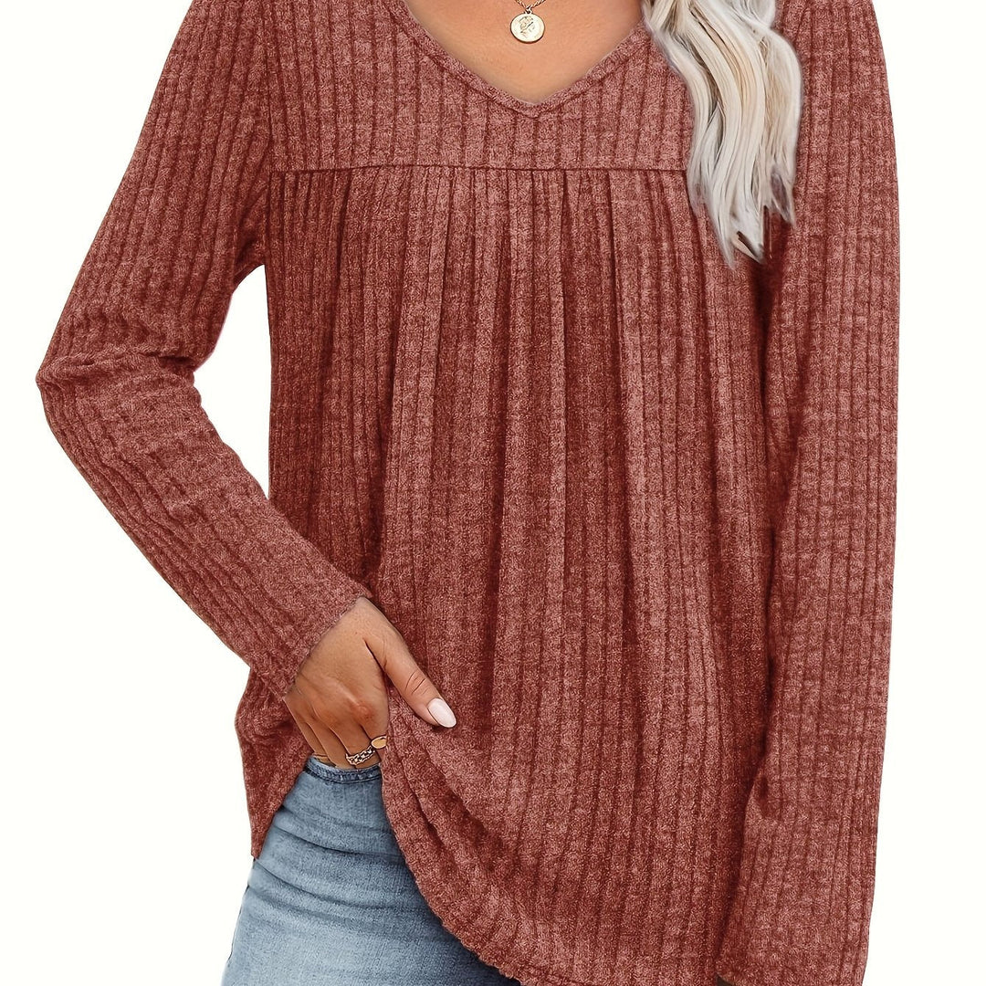 Helle™ | Light knit blouse with V-neck