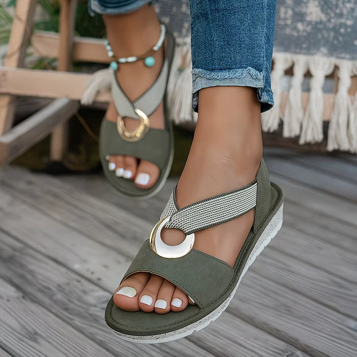 Jetty | Flat Sandals With Metal Buckle