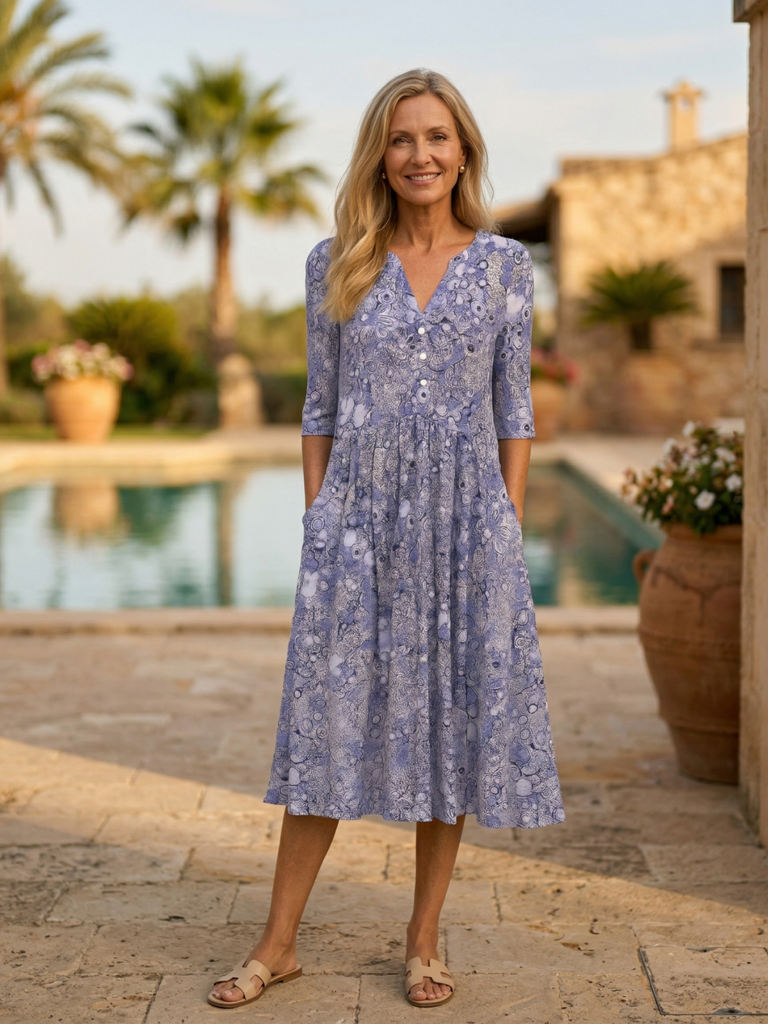 Alice Graceful V-Neck Midi Dress — Timeless Elegance in a Flattering Silhouette