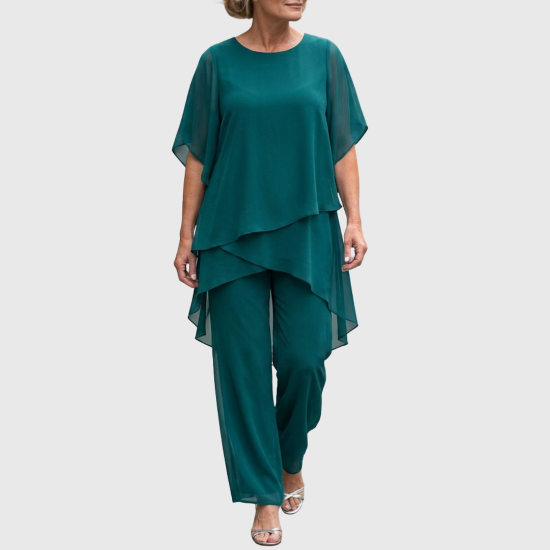 Ajesta | Elegant Suit with Draped Palazzo Pants