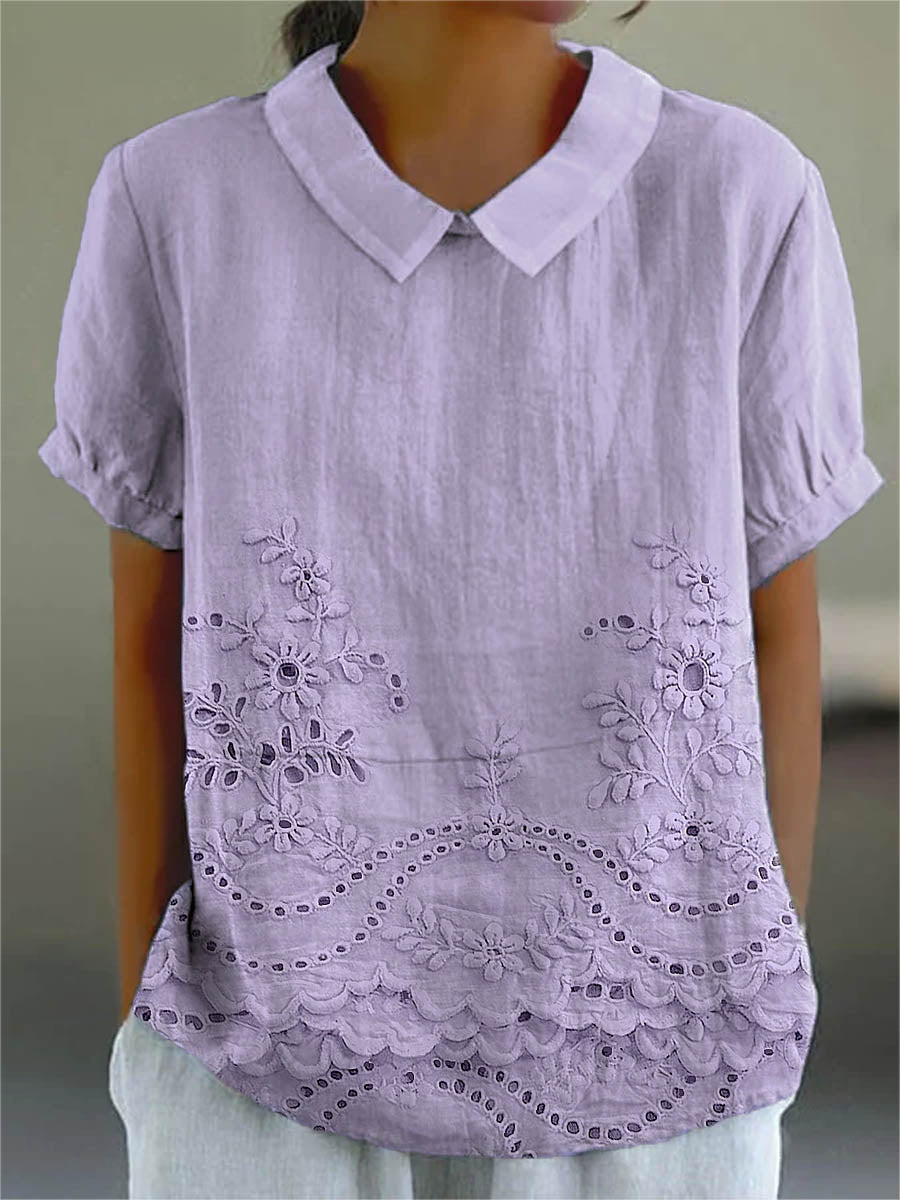AJESTA Floral-Embroidered Shirt