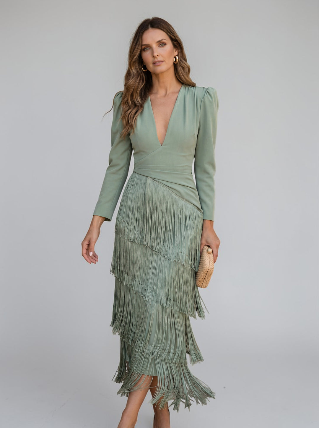 Mila – Elegant Fringe Midi Dress