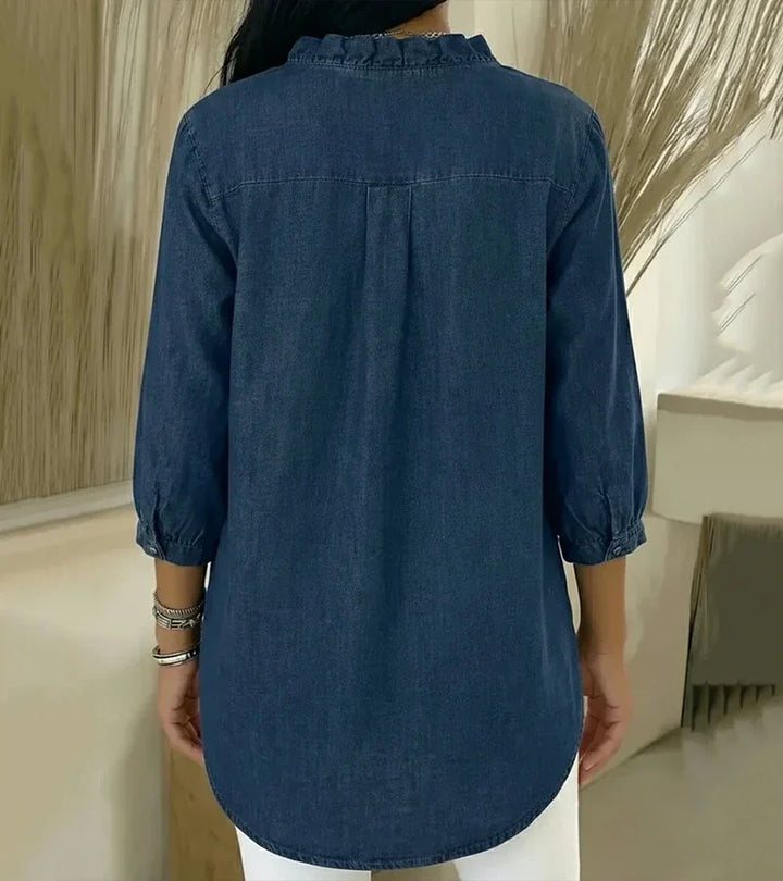 Lily | Elegant women's blouse with V-neck and ruffle