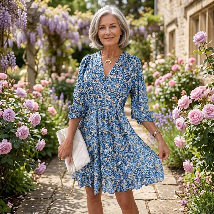 Rose Floral Ruffle Mini Dress - Feminine, Flirty and Flowy