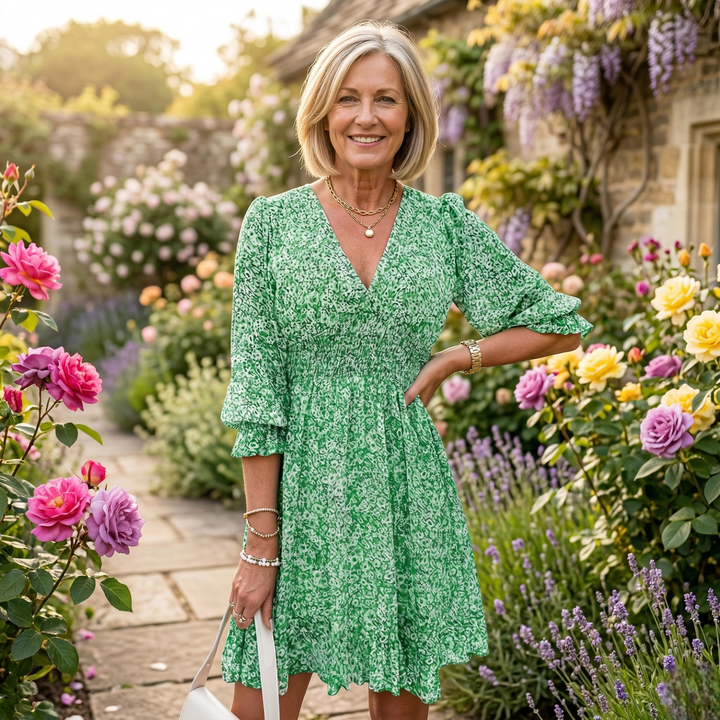 Rose Floral Ruffle Mini Dress - Feminine, Flirty and Flowy