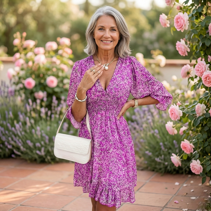 Rose Floral Ruffle Mini Dress - Feminine, Flirty and Flowy