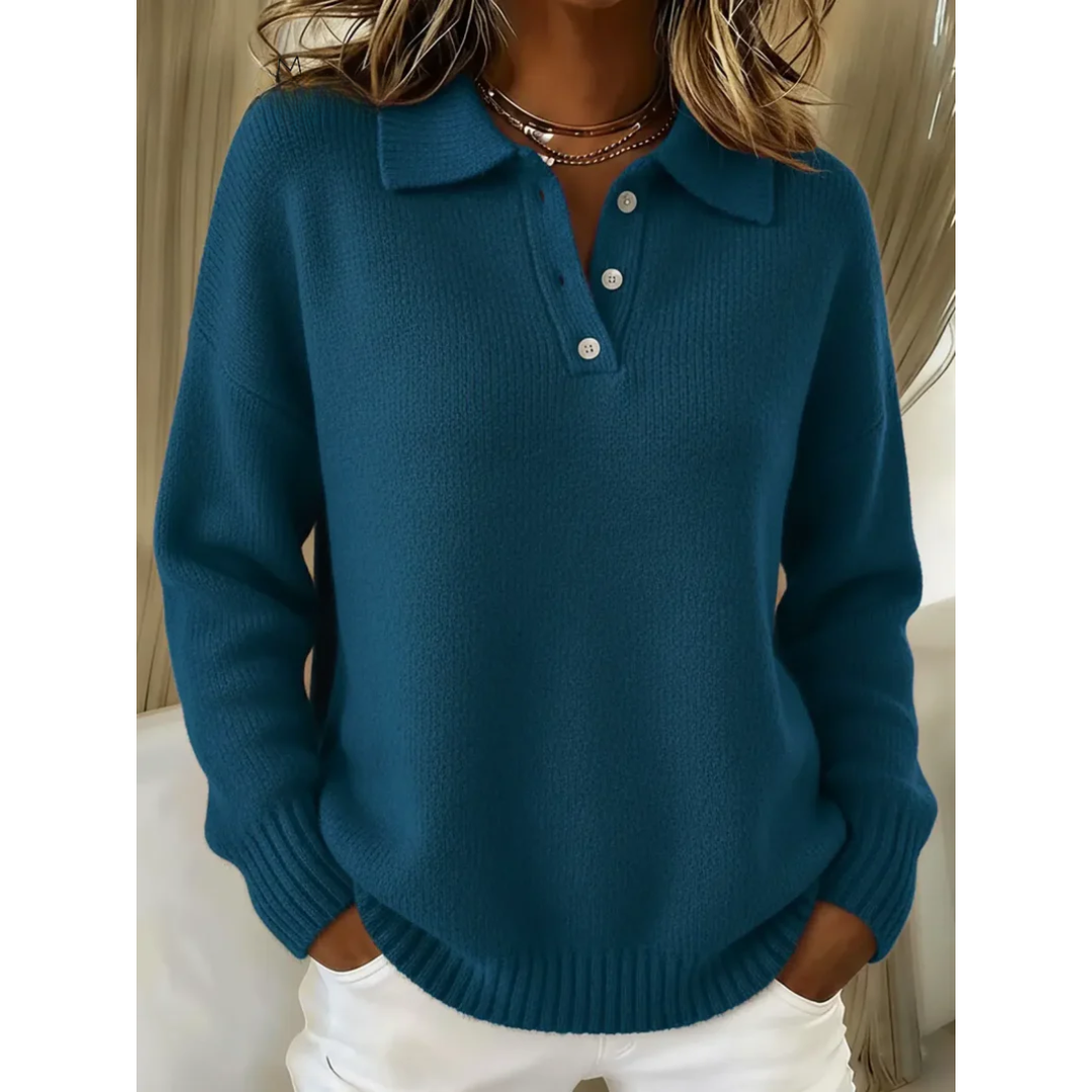 Juliette Soft Knit Polo Sweater - Cozy, Classic Style