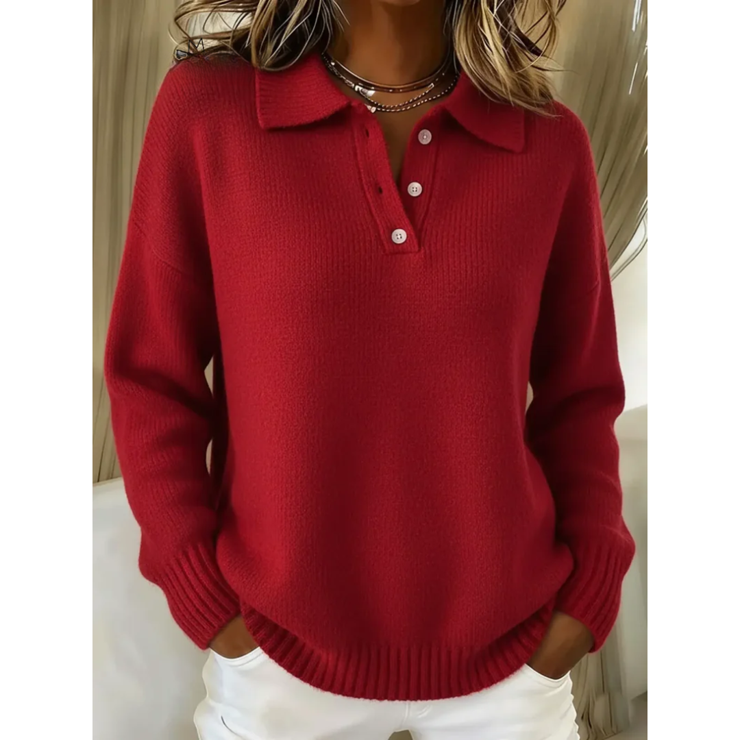 Juliette Soft Knit Polo Sweater - Cozy, Classic Style