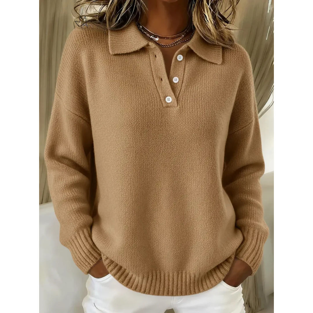 Juliette Soft Knit Polo Sweater - Cozy, Classic Style