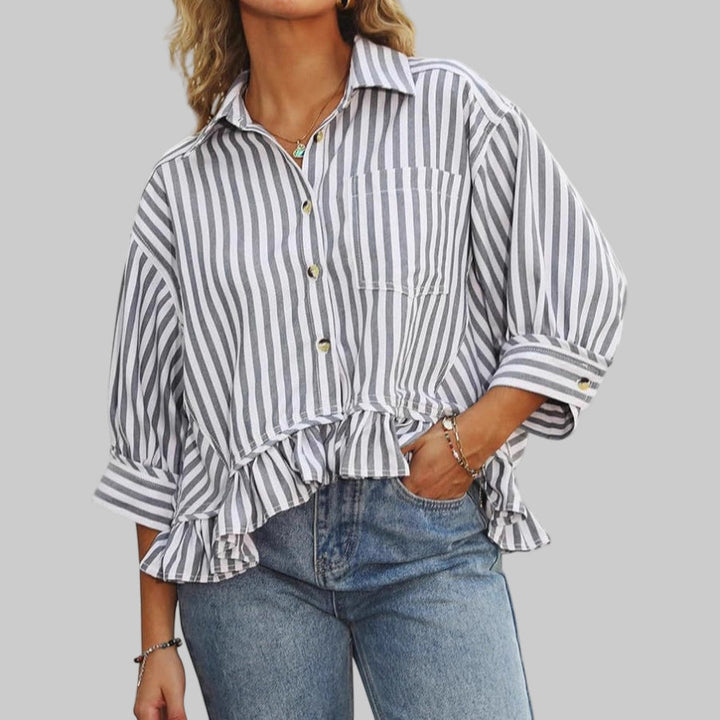 Mandy - Effortless Summer Ruffled Button-Down Blouse