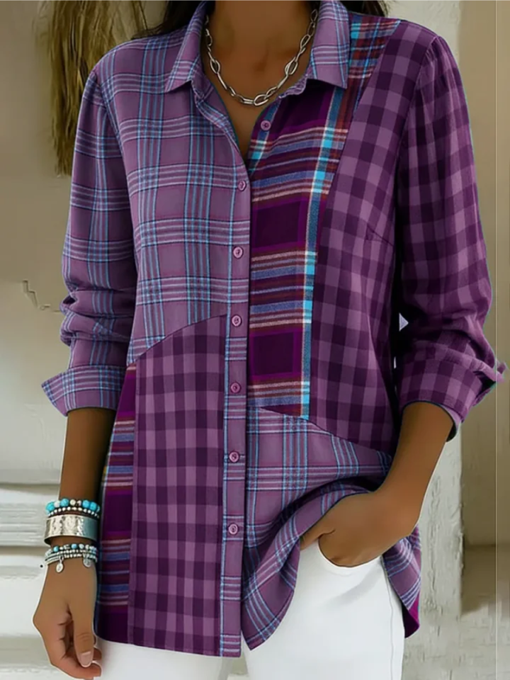 Camren | Checked Long Sleeve Blouse
