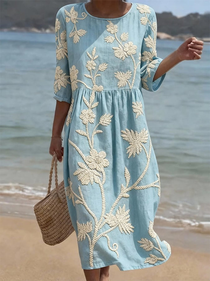 Sabrina | Embroidered Vintage Dress, Retro Elegance