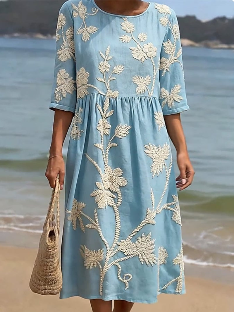 Sabrina | Embroidered Vintage Dress, Retro Elegance