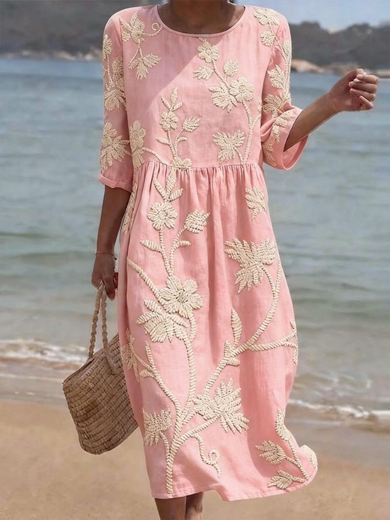 Sabrina | Embroidered Vintage Dress, Retro Elegance