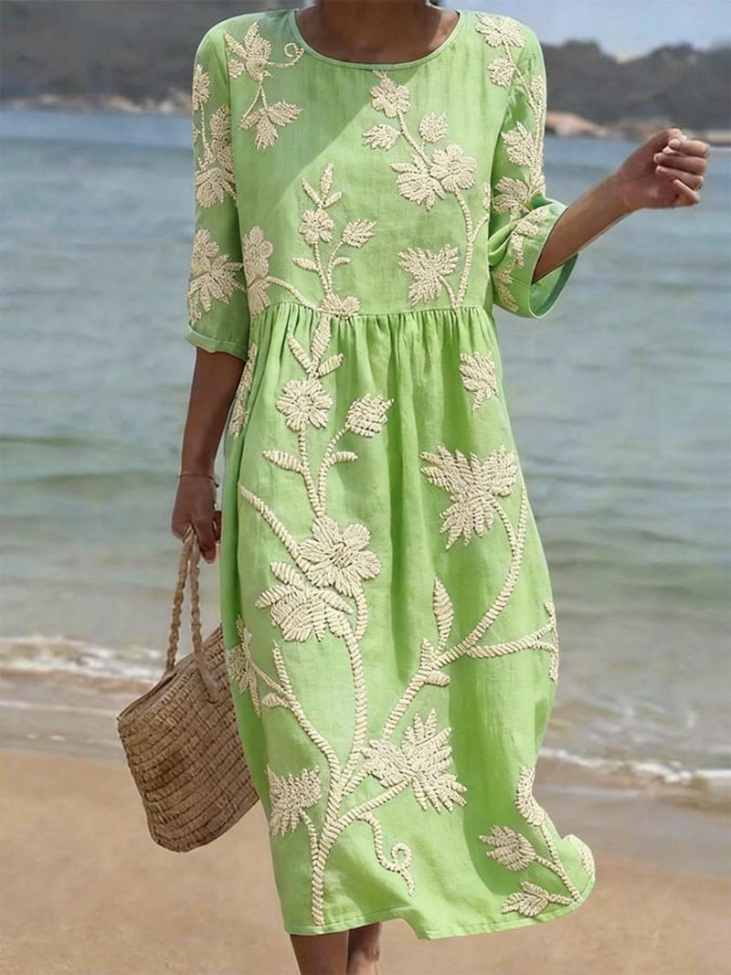 Sabrina | Embroidered Vintage Dress, Retro Elegance