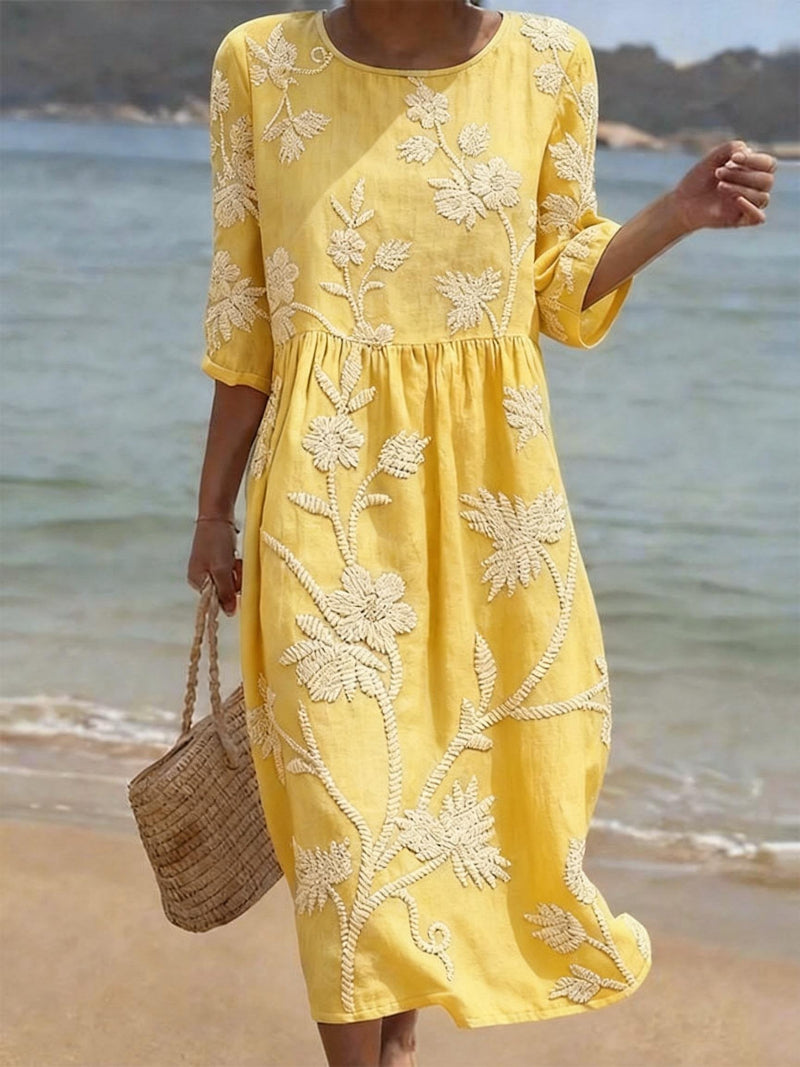 Sabrina | Embroidered Vintage Dress, Retro Elegance