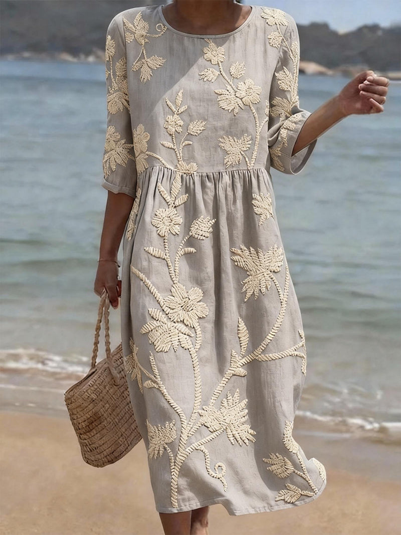 Sabrina | Embroidered Vintage Dress, Retro Elegance