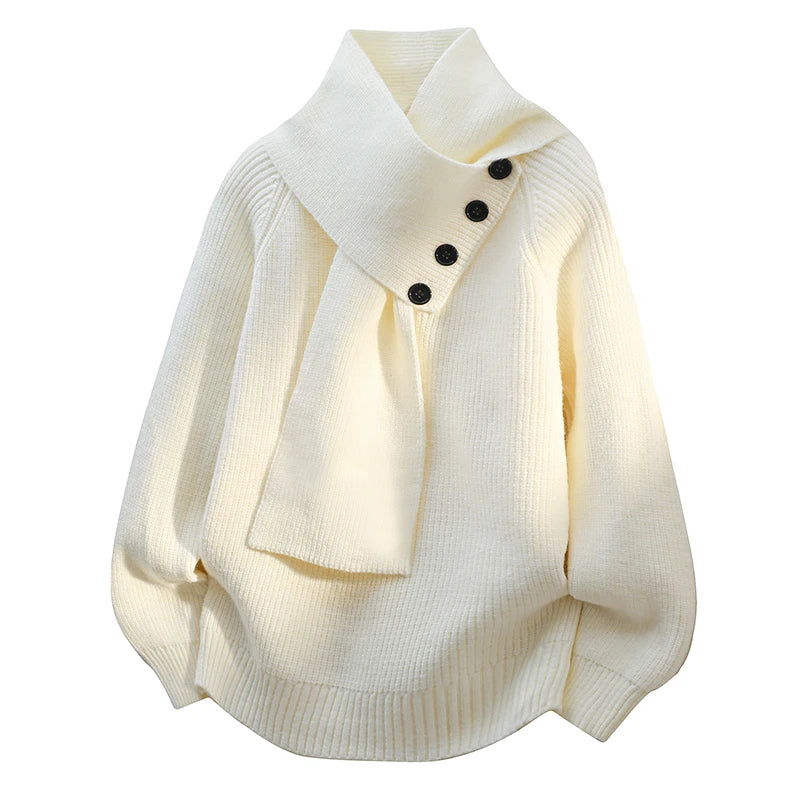Lydia | Elegant Scarf-Neck Knit Sweater