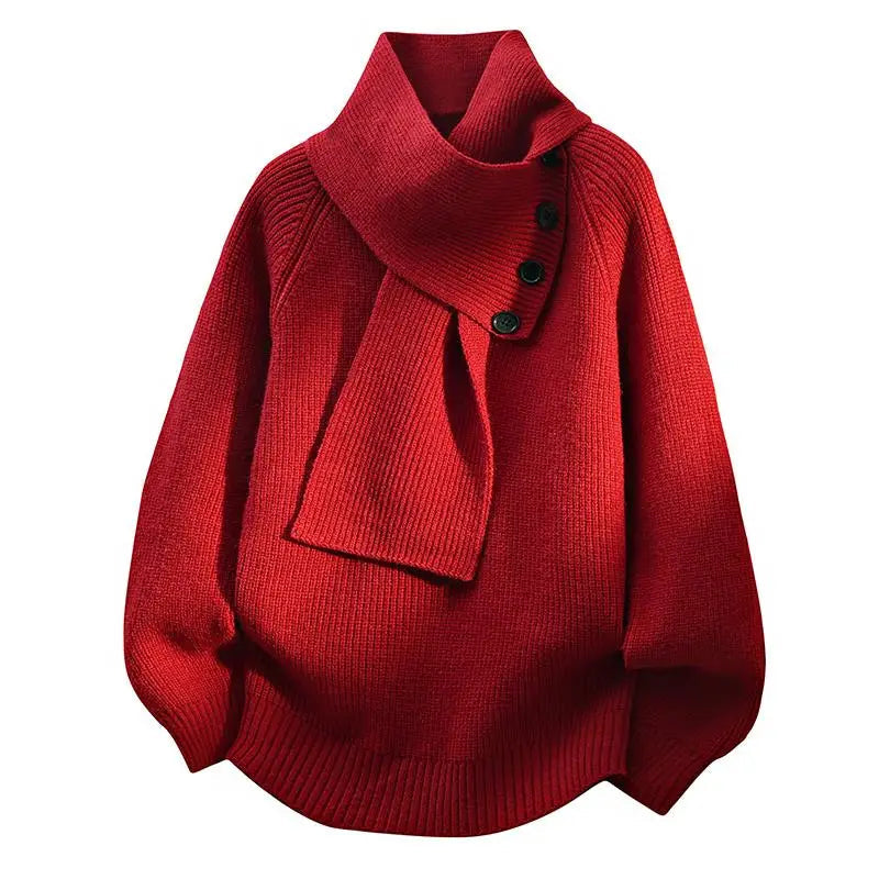 Lydia | Elegant Scarf-Neck Knit Sweater